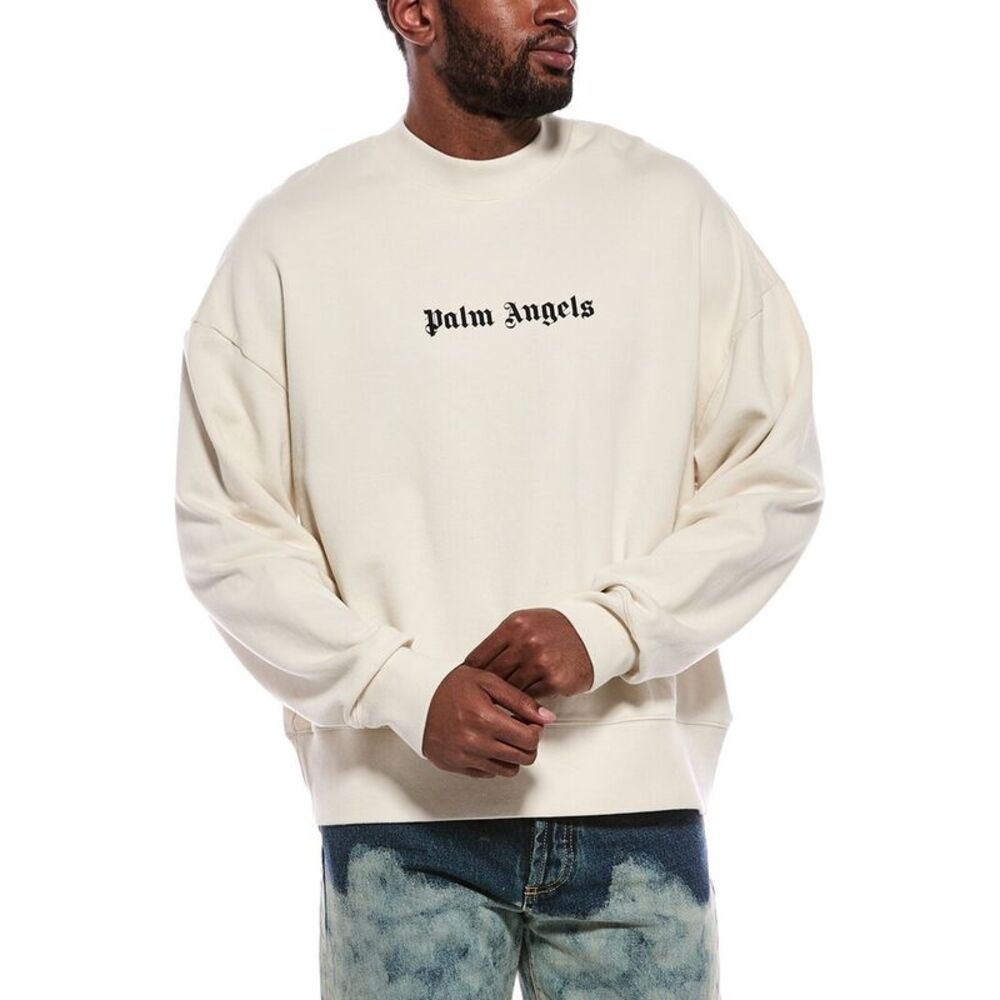 Palm Angels Mens  Crewneck Sweatshirt, White